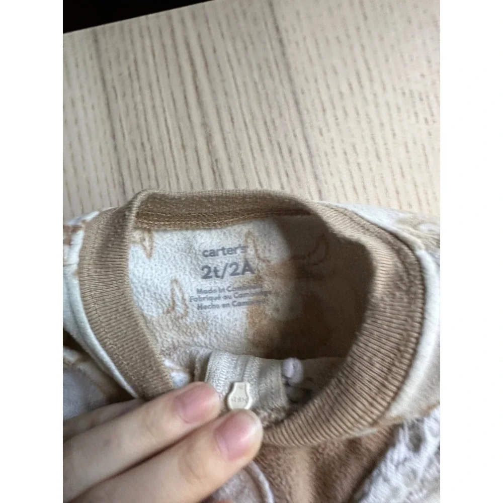 Carters Toddler 2T Highland Cow Fleece Footed Pajamas Tan Cream Sleeper